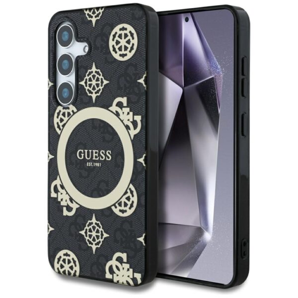 Guess HC Magnetic IML Peony on 4G Background case for Samsung Galaxy S25 black