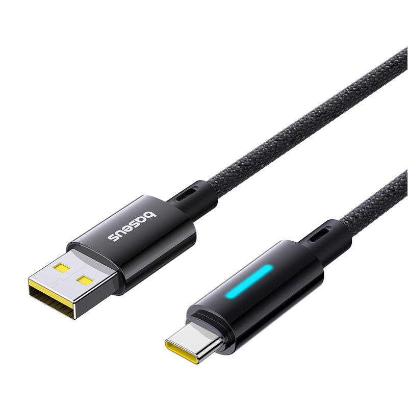 Baseus Lit Button-Control Fast Charging Data Cable USB-A to USB-C 100W 1m Cosmic Black