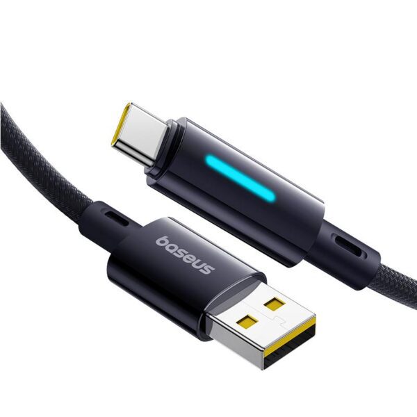 Baseus Lit Button-Control Fast Charging Data Cable USB-A to USB-C 100W 1m Cosmic Black