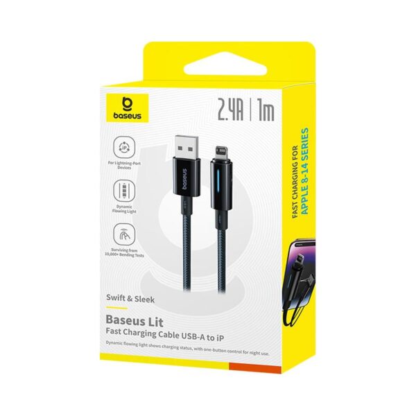 Baseus Lit Cable USB - Lightning 1m 2.4A Cosmic Black