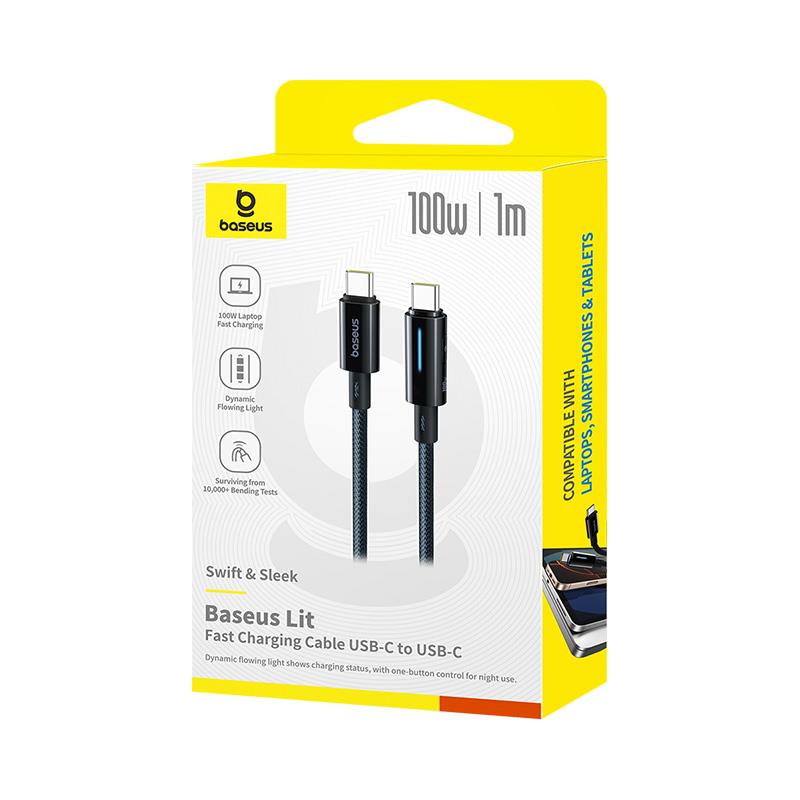 437802_oryg Baseus Lit Cable USB-C - USB-C 2m 100W Cosmic Black
