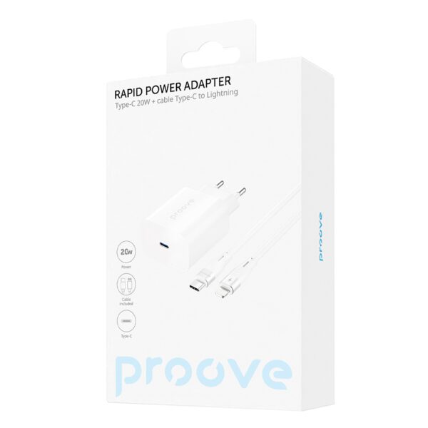 Proove Rapid PD wall charger USB-C 20W with cable USB-C - Lightning 27W white