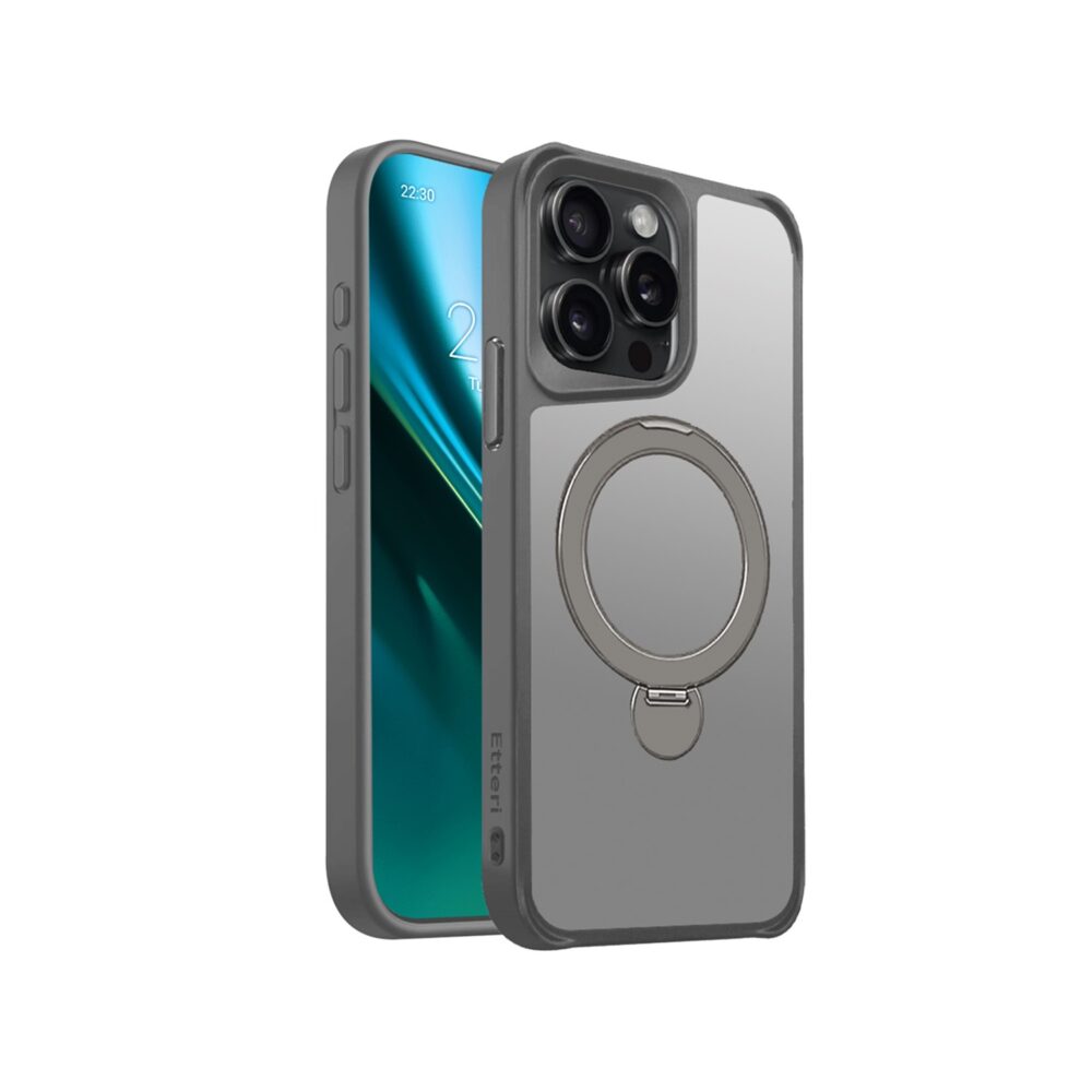 438643_oryg Etteri Matt Mag Ring case for iPhone 15 Pro Max 6,7" grey