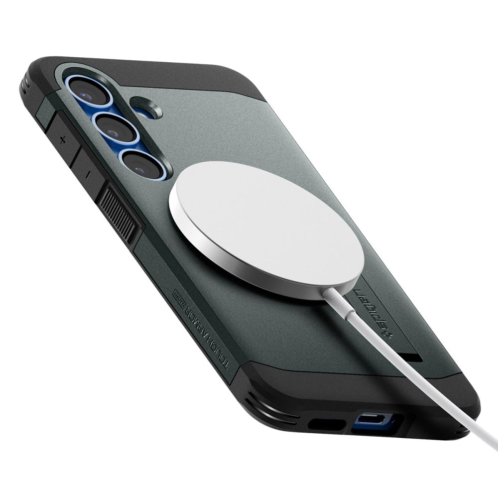 438945_oryg Spigen Tough Armor MagSafe case for Samsung Galaxy S25+ Plus Abyss Green