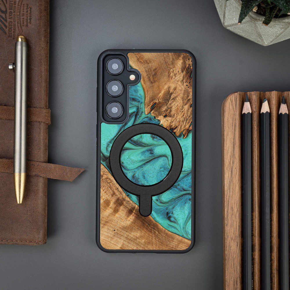 439211_oryg Bewood Unique case for Samsung Galaxy S24 Plus Turquoise with MagSafe