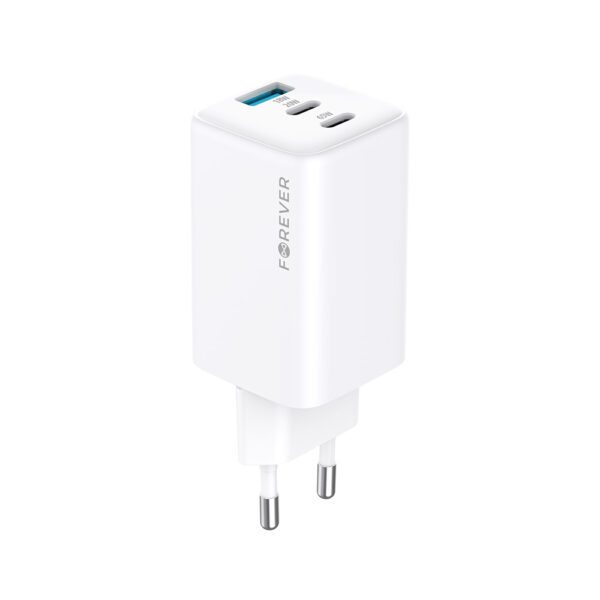 439685_oryg Forever TC-08-65ACC GaN PD QC charger 2x USB-C 1x USB 65W white
