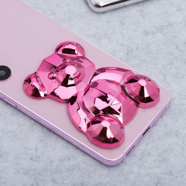 Phone stand BEAR - stick-on - pink