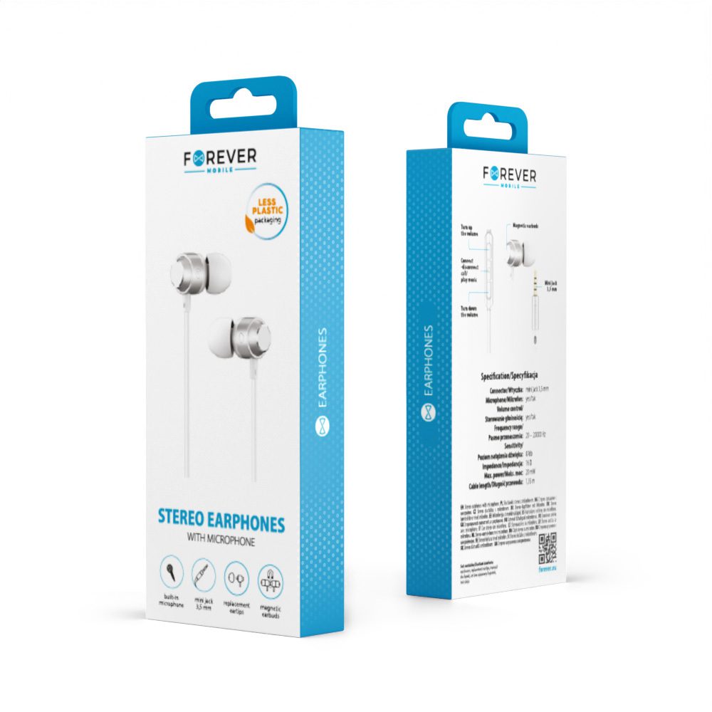 440219_oryg Forever wired earphones EP-01 jack 3,5mm white