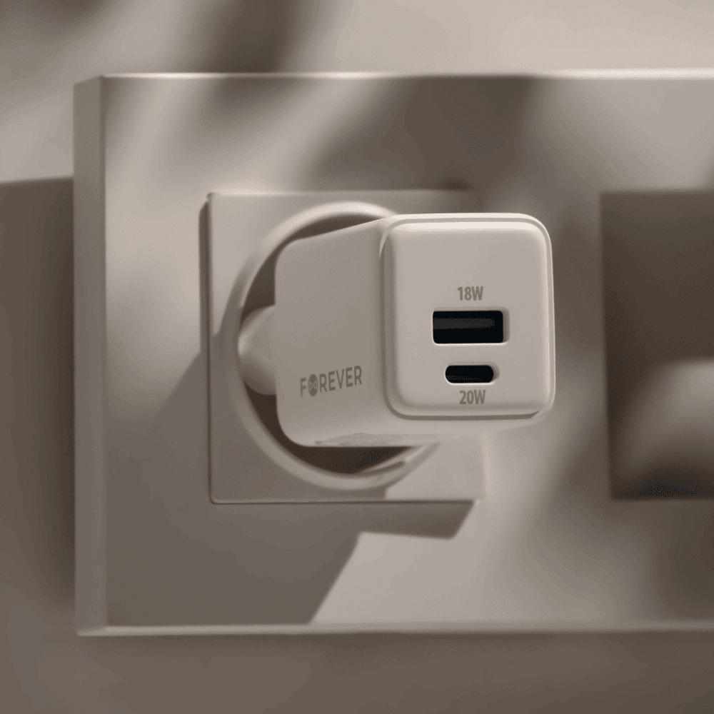 440225_oryg Forever TC-08-20AC GaN PD QC charger 1x USB-C 1x USB 20W white