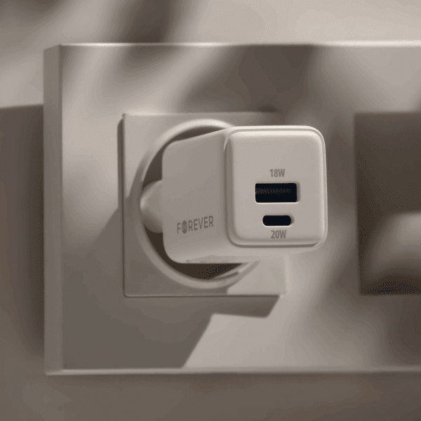 440225_oryg Forever TC-08-20AC GaN PD QC charger 1x USB-C 1x USB 20W white