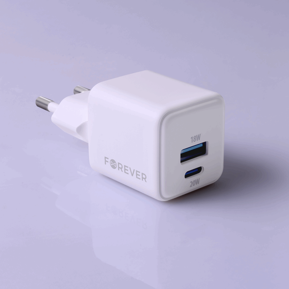 440227_oryg Forever TC-08-20AC GaN PD QC charger 1x USB-C 1x USB 20W white