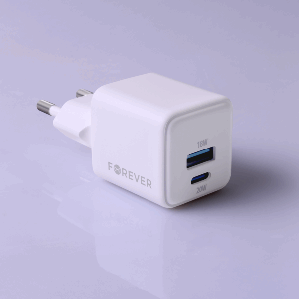 440227_oryg Forever TC-08-20AC GaN PD QC charger 1x USB-C 1x USB 20W white
