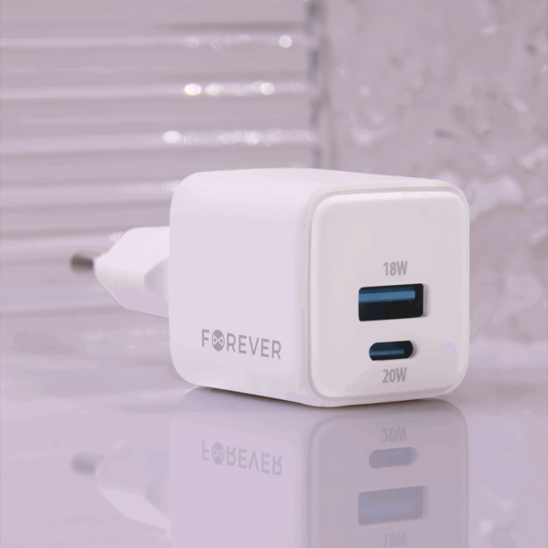 440228_oryg Forever TC-08-20AC GaN PD QC charger 1x USB-C 1x USB 20W white