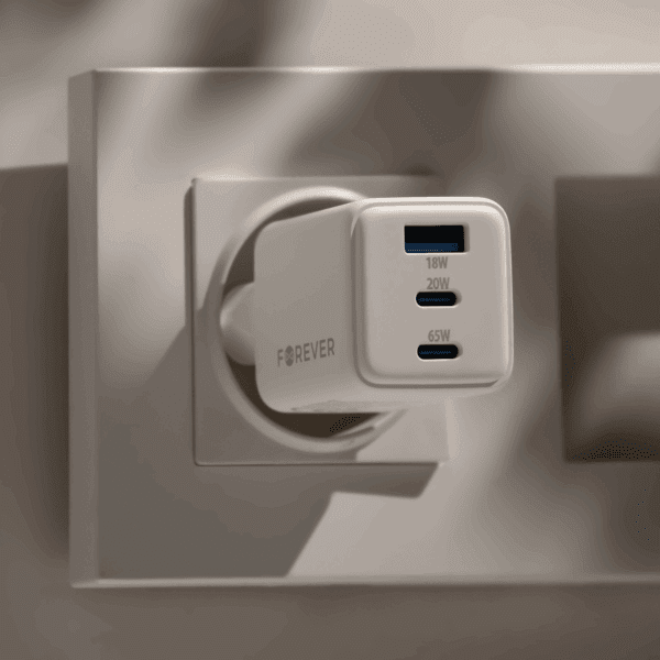 440245_oryg Forever TC-08-65ACC GaN PD QC charger 2x USB-C 1x USB 65W white