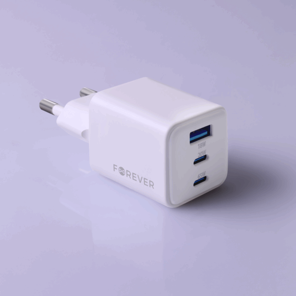 440247_oryg Forever TC-08-65ACC GaN PD QC charger 2x USB-C 1x USB 65W white