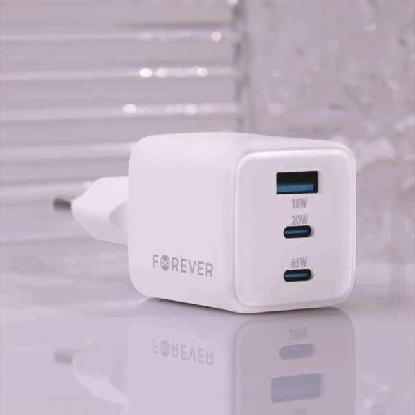 440248_oryg Forever TC-08-65ACC GaN PD QC charger 2x USB-C 1x USB 65W white