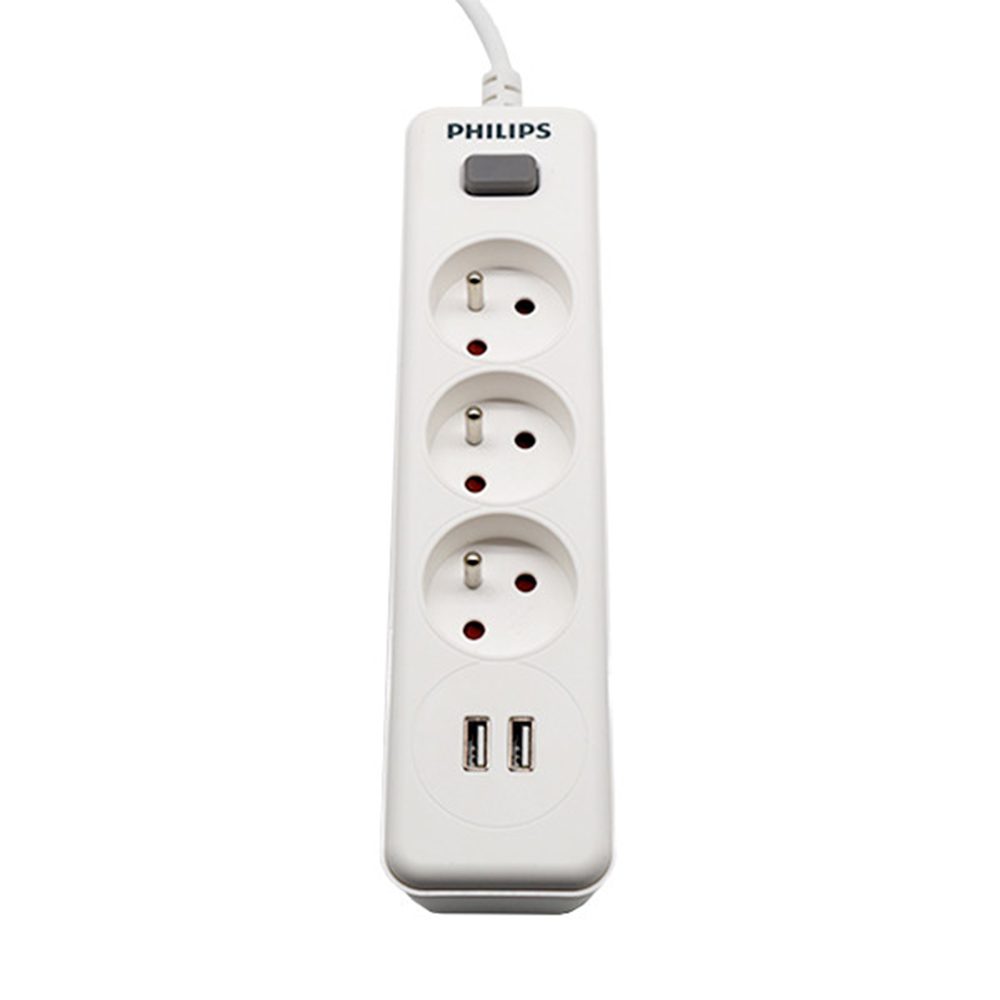 440506_oryg Power strip PHILIPS etension cord 3 sockets + 2 USB 2m 10A white