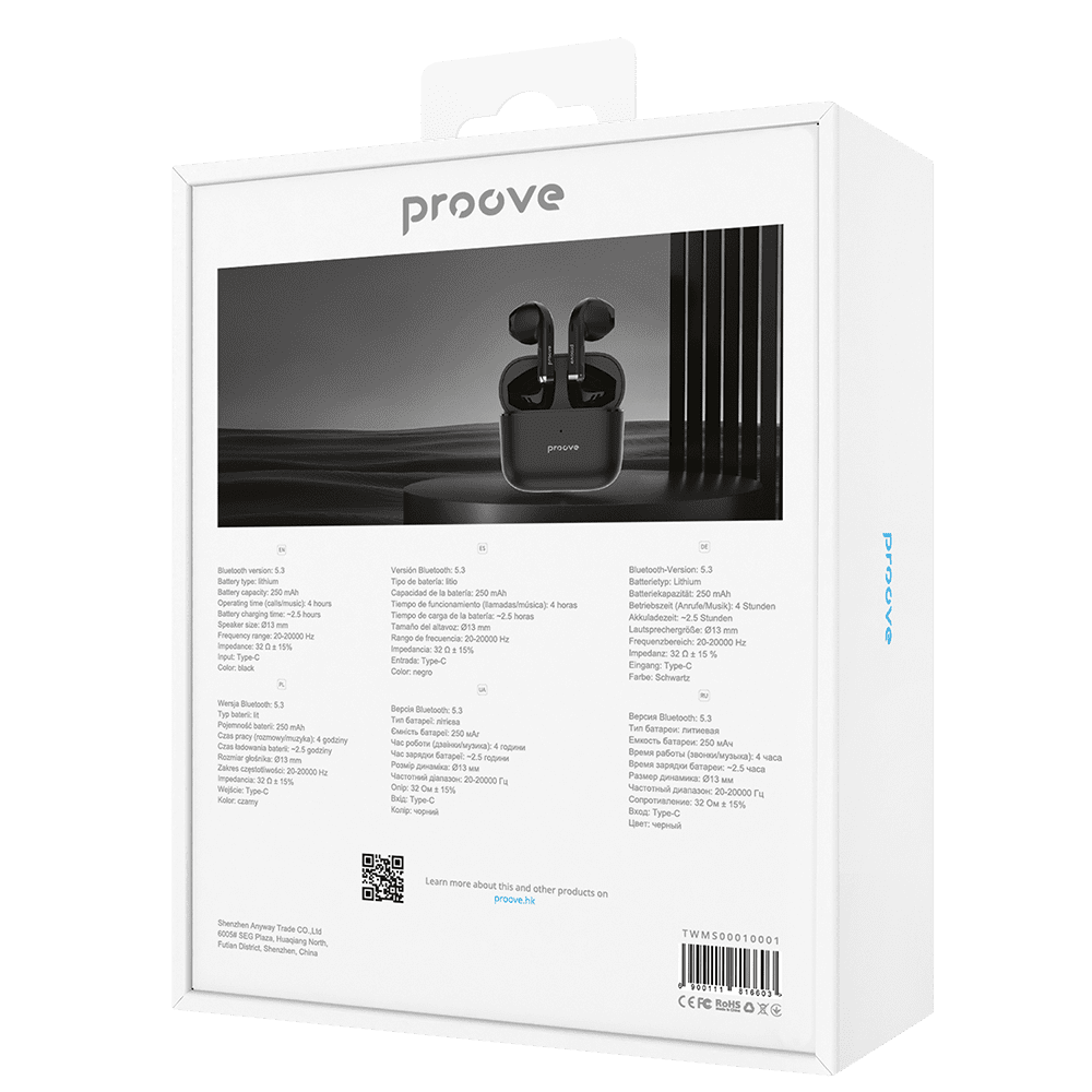 Proove wireless headphones Mainstream TWS black