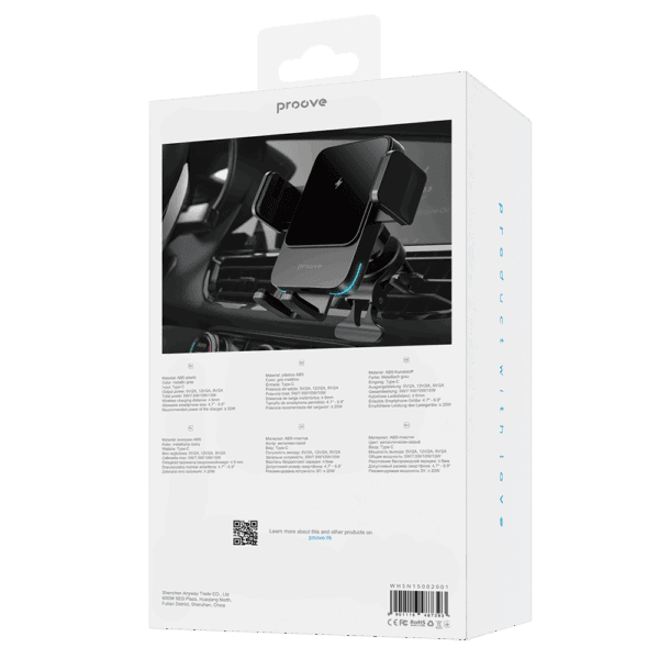 Proove Wireless Charging Car Holder Sonic 15W metal gray