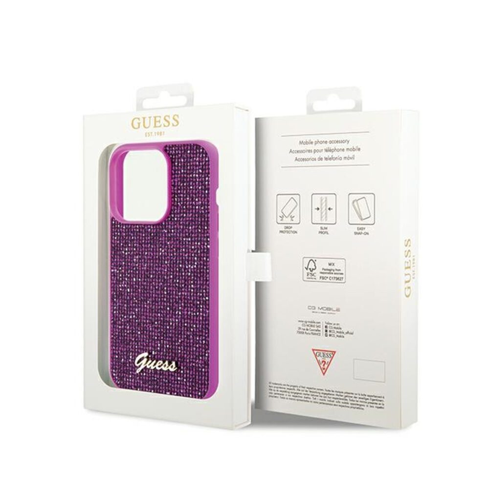 440802_oryg Guess Hardcase Disco Metal Script Case for iPhone 14 Pro 6.1 Fuchsia