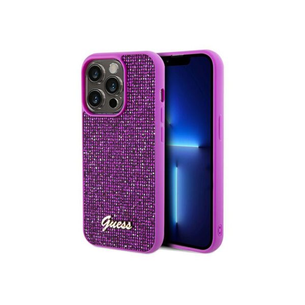 440804_oryg Guess Hardcase Disco Metal Script Case for iPhone 14 Pro 6.1 Fuchsia
