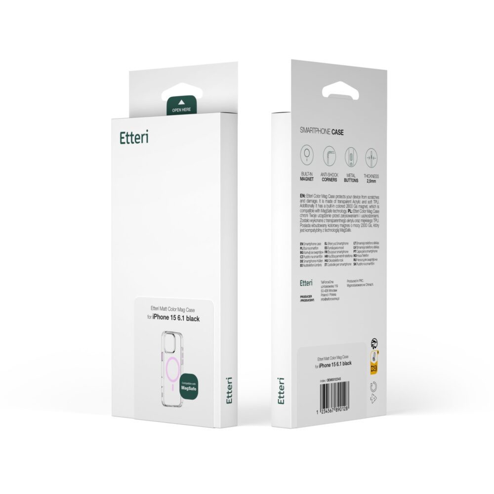 Etteri Color Mag case for iPhone 15 6,1" pink