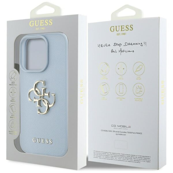 Guess Hardcase PU Grained Big 4G and Classic Logo Case for iPhone 16 Pro 6,3" Blue