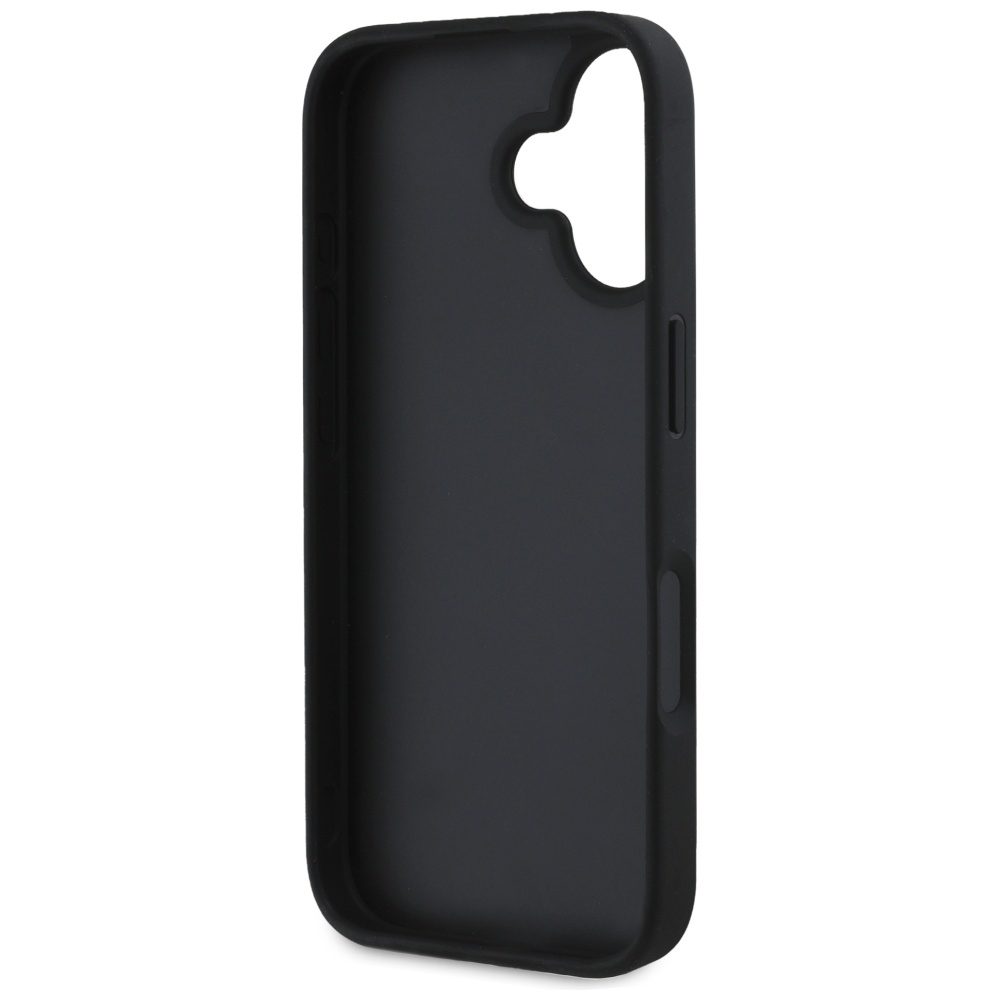 Guess Hardcase PU Grained Hot Stamp 4G Triangle Metal Case for iPhone 16 6,1" Black