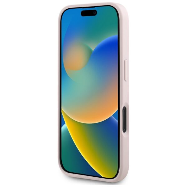 Guess Hardcase PU Grained Hot Stamp 4G Triangle Metal Case for iPhone 16 6,1" Pink