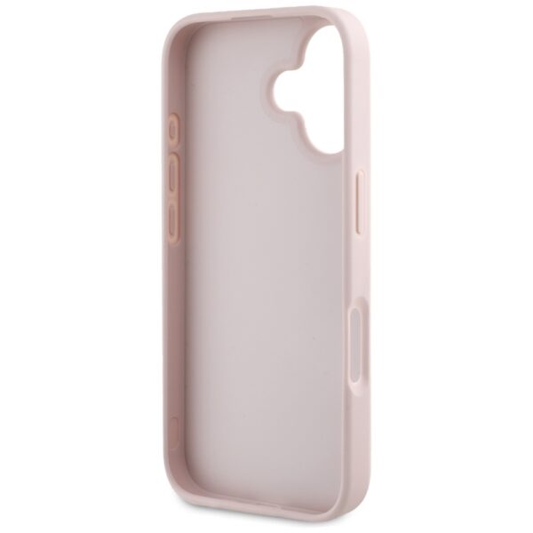 Guess Hardcase PU Grained Hot Stamp 4G Triangle Metal Case for iPhone 16 6,1" Pink