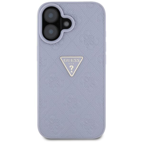 Guess Hardcase PU Grained Hot Stamp 4G Triangle Metal Case for iPhone 16 6,1" Purple