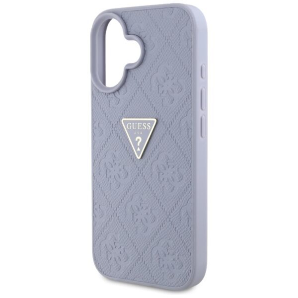 Guess Hardcase PU Grained Hot Stamp 4G Triangle Metal Case for iPhone 16 6,1" Purple