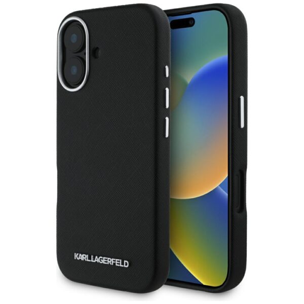 Karl Lagerfeld Hardcase MagSafe FW Saffiano Metal Logo case for iPhone 16 6,1" Black
