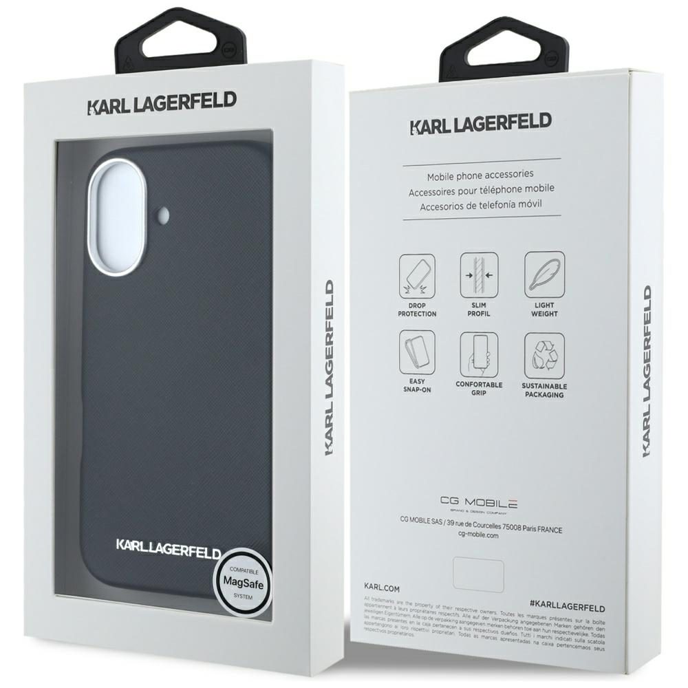 Karl Lagerfeld Hardcase MagSafe FW Saffiano Metal Logo case for iPhone 16 6,1" Black