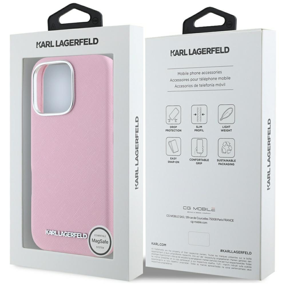 Karl Lagerfeld Hardcase MagSafe FW Saffiano Metal Logo case for iPhone 16 Pro 6,3" Pink