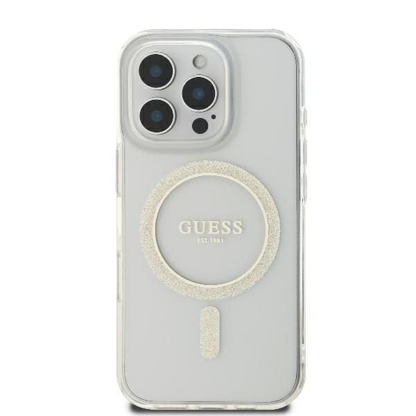 Guess HC MagSafe IML Glitter Circle case for iPhone 16 Pro 6,3" transparent