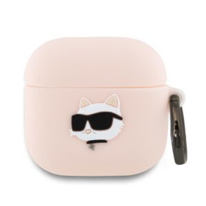 Karl Lagerfeld Cover for AirPods 4 Silicone Choupette Head 3D Pink
