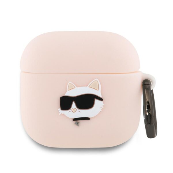 Karl Lagerfeld Cover for AirPods 4 Silicone Choupette Head 3D Pink