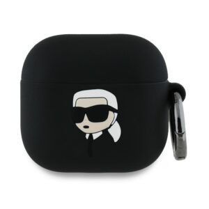 Karl Lagerfeld Cover for AirPods 4 Silicone Karl Head 3D Black