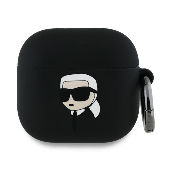 Karl Lagerfeld Cover for AirPods 4 Silicone Karl Head 3D Black