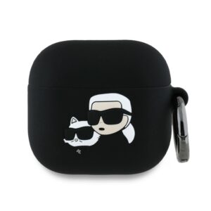 Karl Lagerfeld Cover for AirPods 4 Silicone Karl & Choupette Head 3D Black
