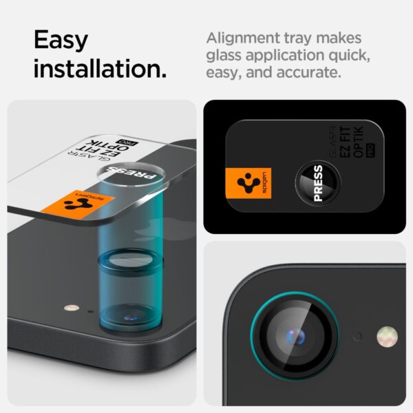 443815_oryg Spigen Optik Pro Glas.tR "EZ Fit" Camera Protector 2-Pack for iPhone 16E Black