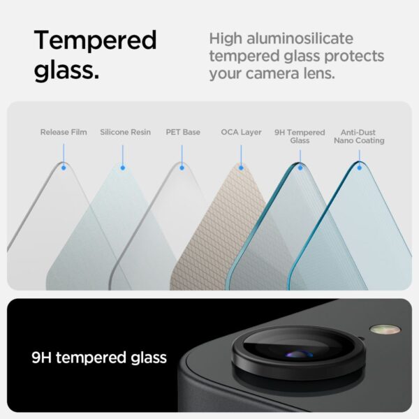 443818_oryg Spigen Optik Pro Glas.tR "EZ Fit" Camera Protector 2-Pack for iPhone 16E Black