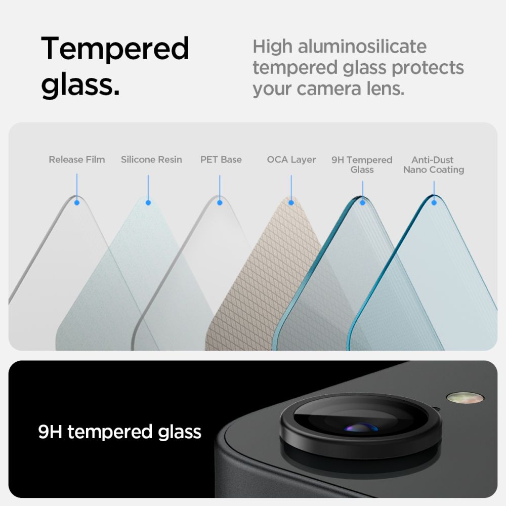 443818_oryg Spigen Optik Pro Glas.tR "EZ Fit" Camera Protector 2-Pack for iPhone 16E Black