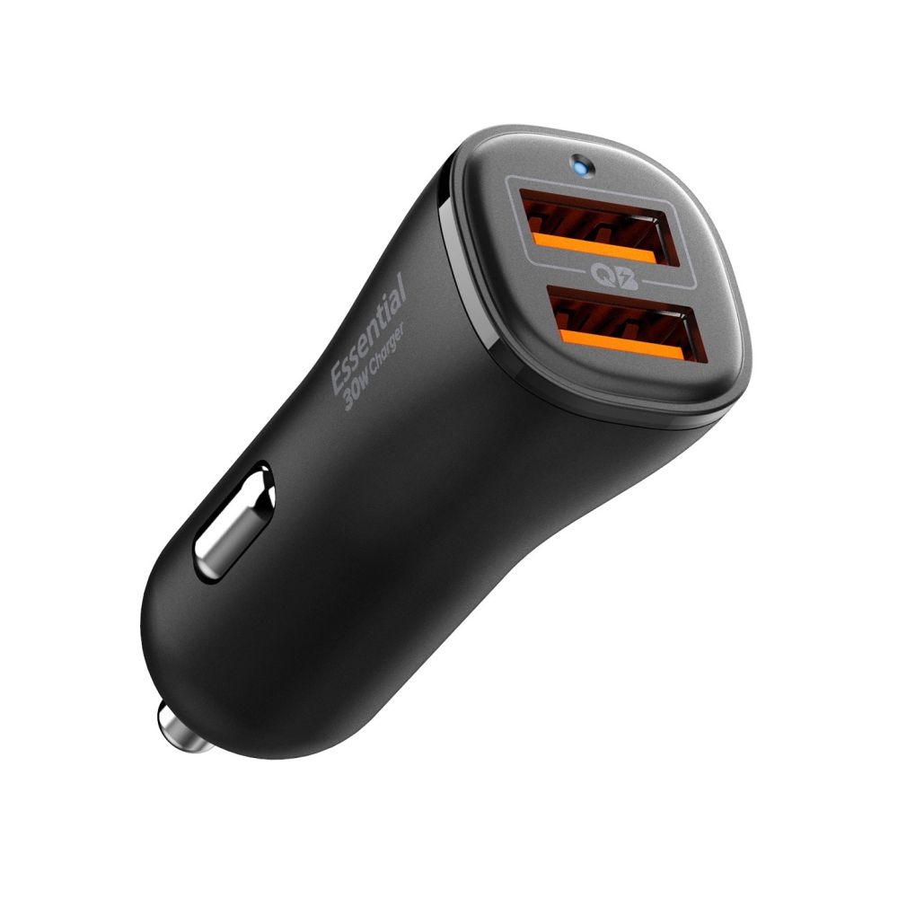 444124_oryg Spigen Essential EV302 2-Port 30W Car Charger Black