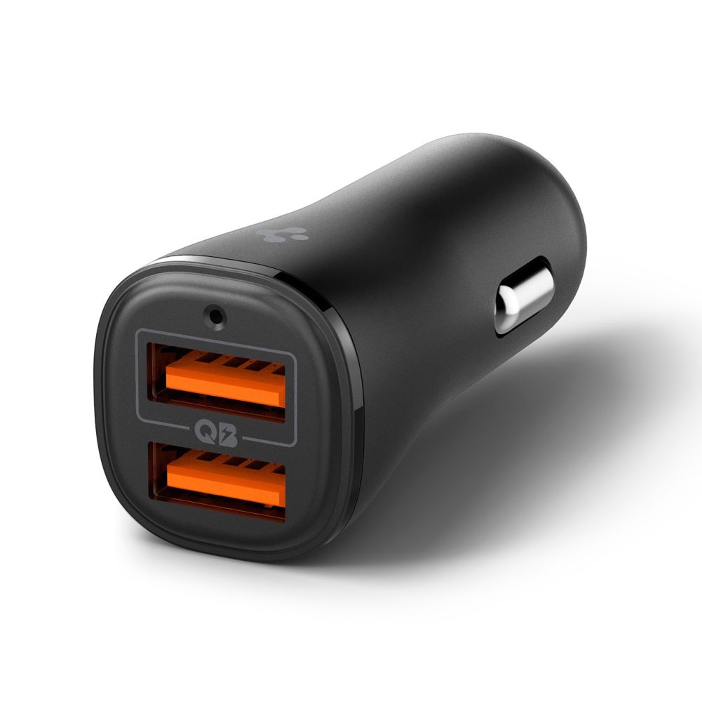 444125_oryg Spigen Essential EV302 2-Port 30W Car Charger Black