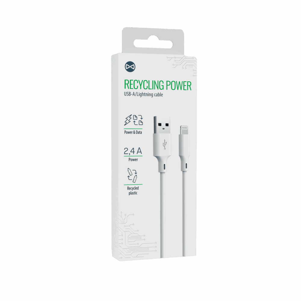 444840_oryg Forever recycling  cable USB-A - Lightning 1,5m 2,4A HDKR12-AL-00 white