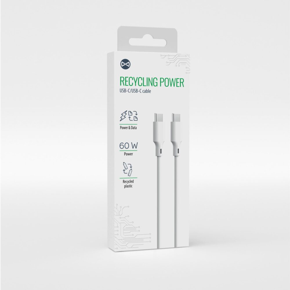 444841_oryg Forever recycling cable USB-C - USB-C 1,5m 3A KR15-CC-00 white