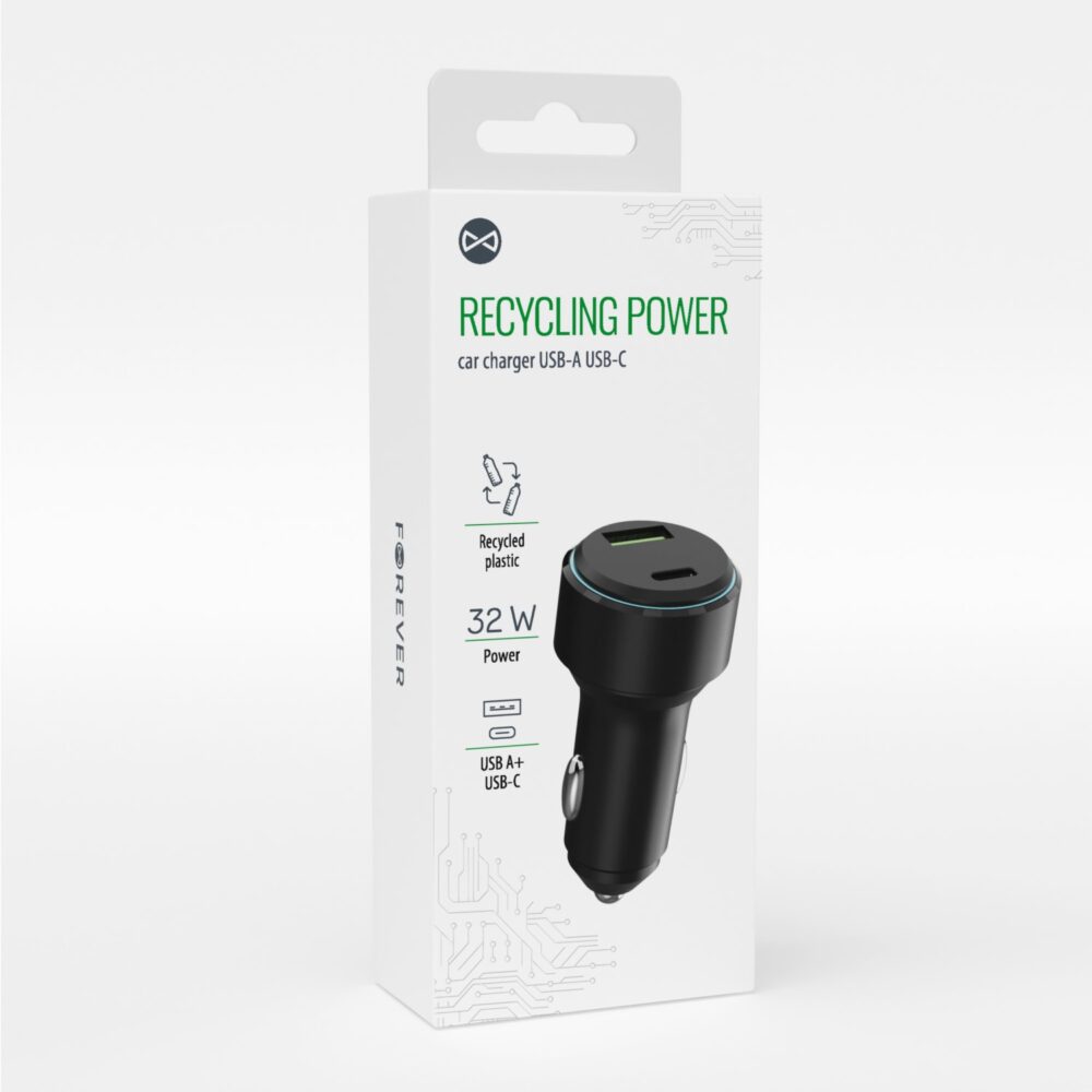 Forever recycling car charger with USB-C USB-A 32W LS-AC-32