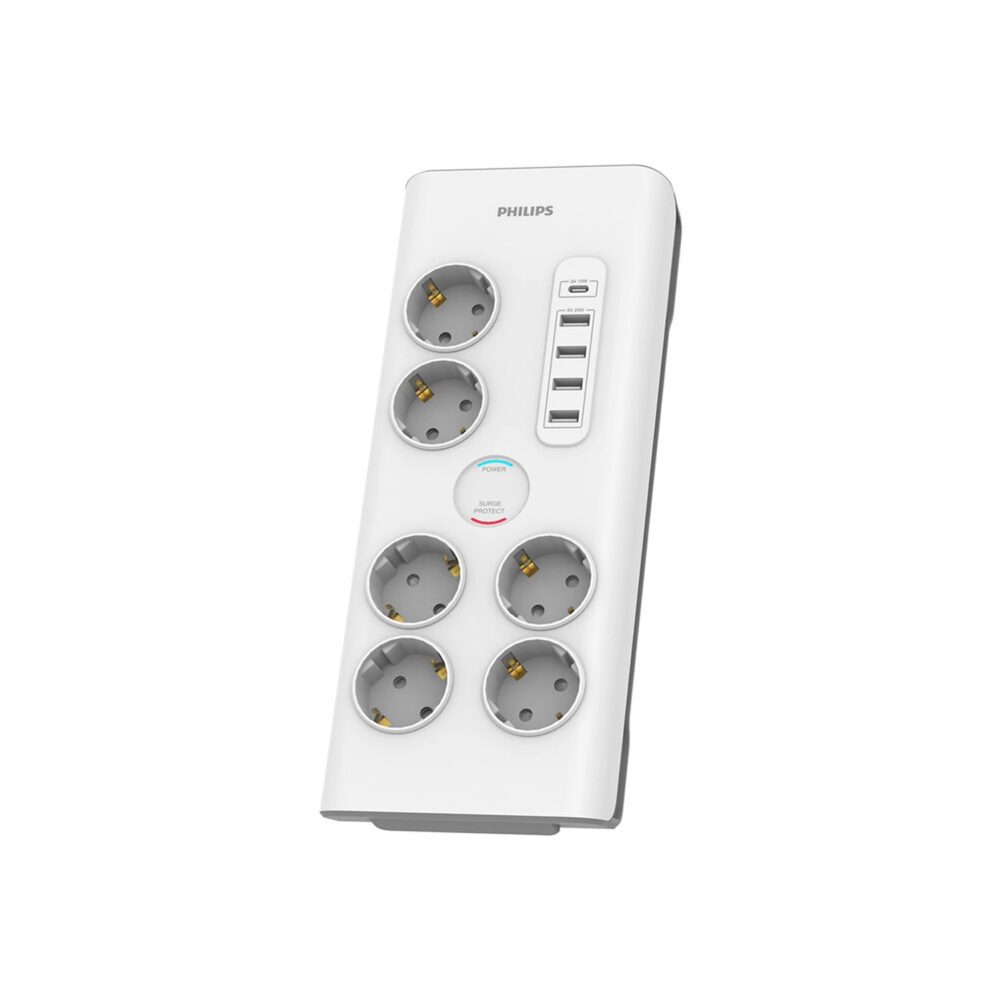 444880_oryg Anti-surge power strip PHILIPS extension cord 6 Schuko sockets + 6xUSB-A + 1xUSB-C 2m 16A white